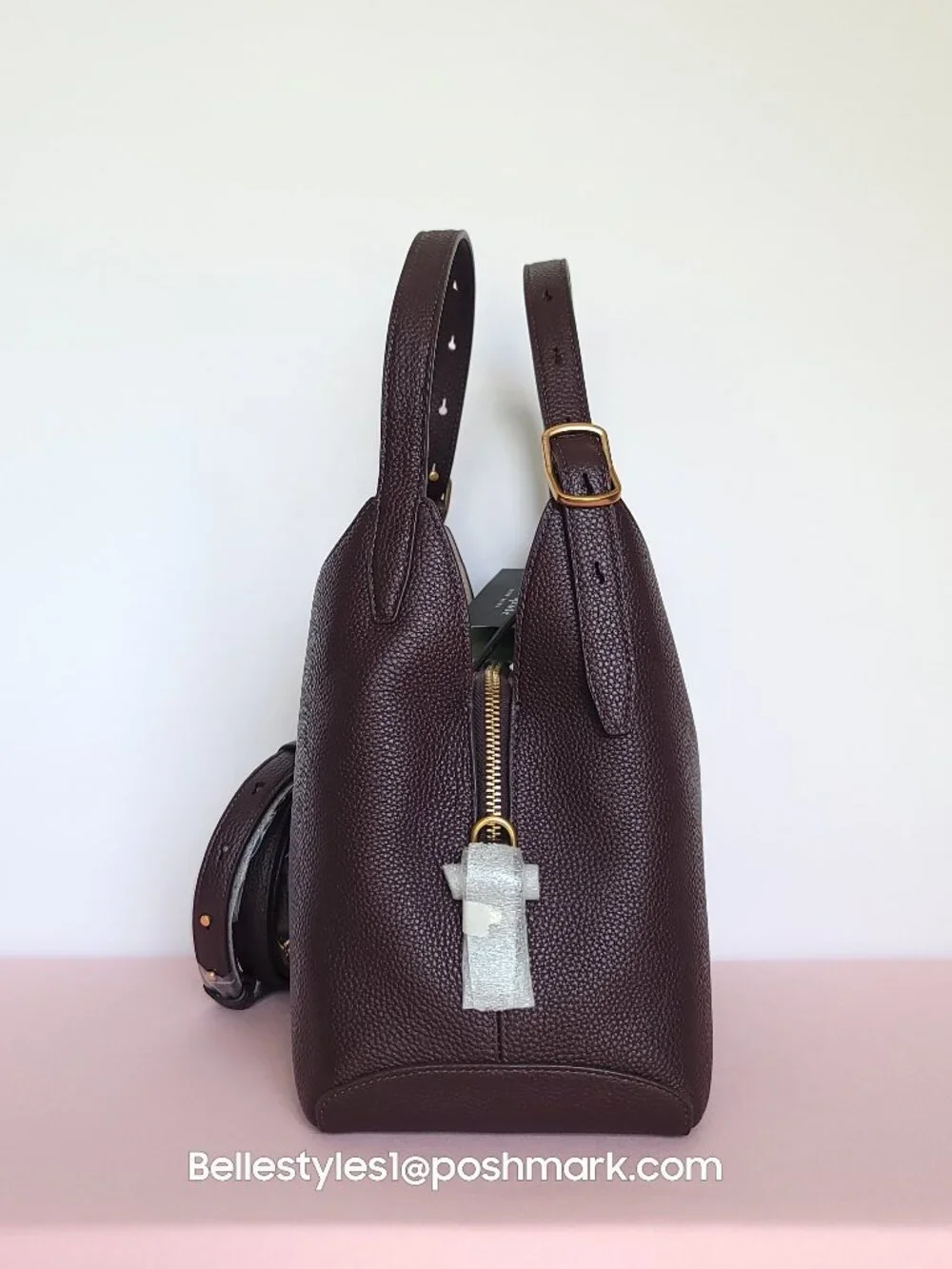 KATE SPADE Deco MEDIUM Pebbled Leather Crossbody Tote Bag- Blackberry color⭐